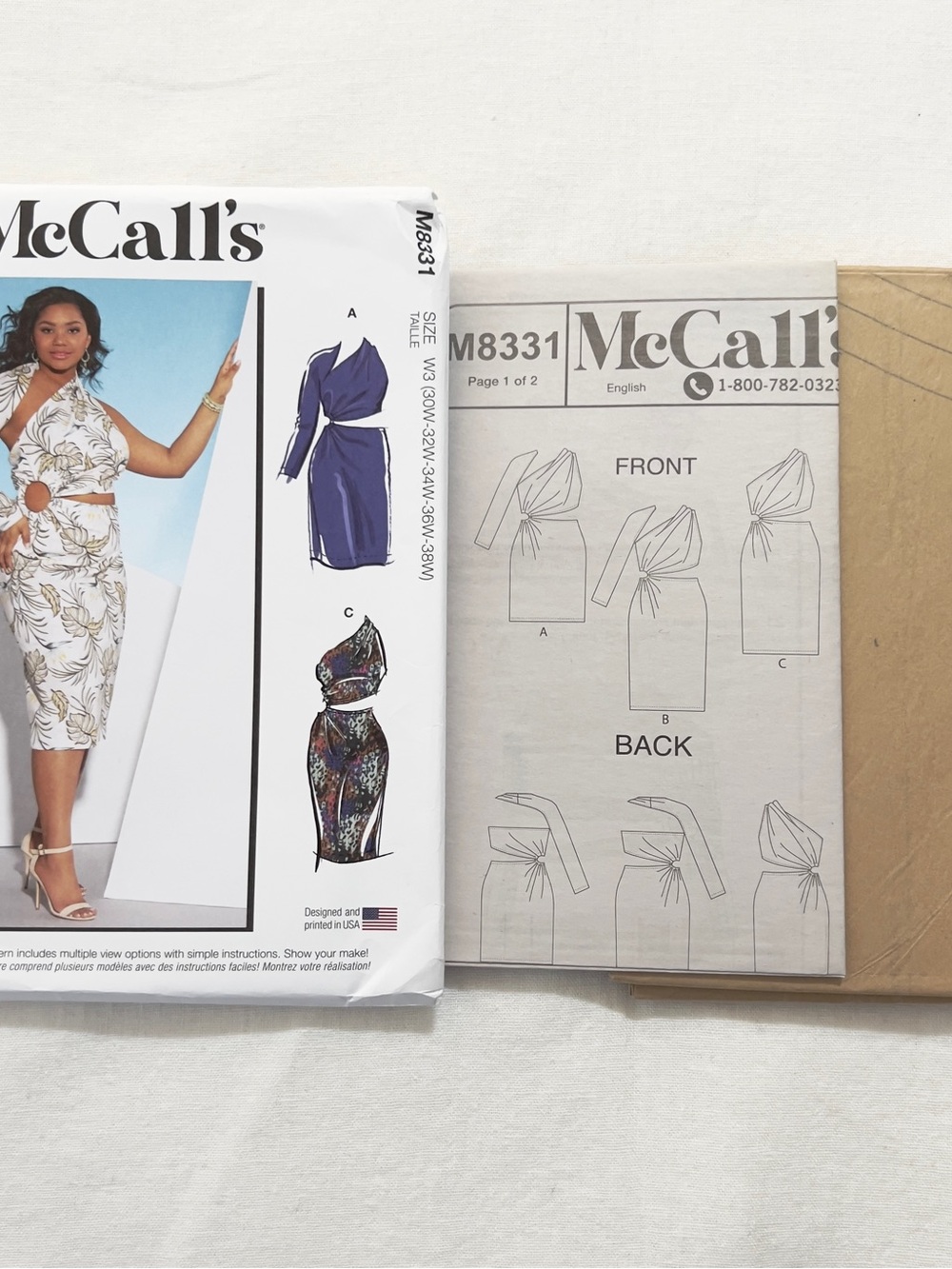 McCall’s M8331 Sewing Pattern | One Shoulder Cutout Dress Knit Bodycon - Picture 3 of 3
